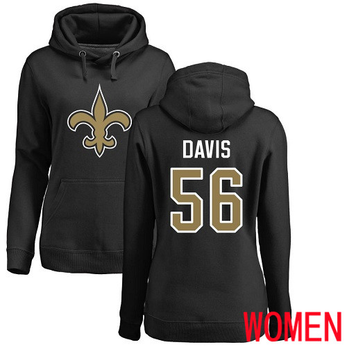 New Orleans Saints Black Women DeMario Davis Name and Number Logo NFL Football #56 Pullover Hoodie Sweatshirts->nfl t-shirts->Sports Accessory